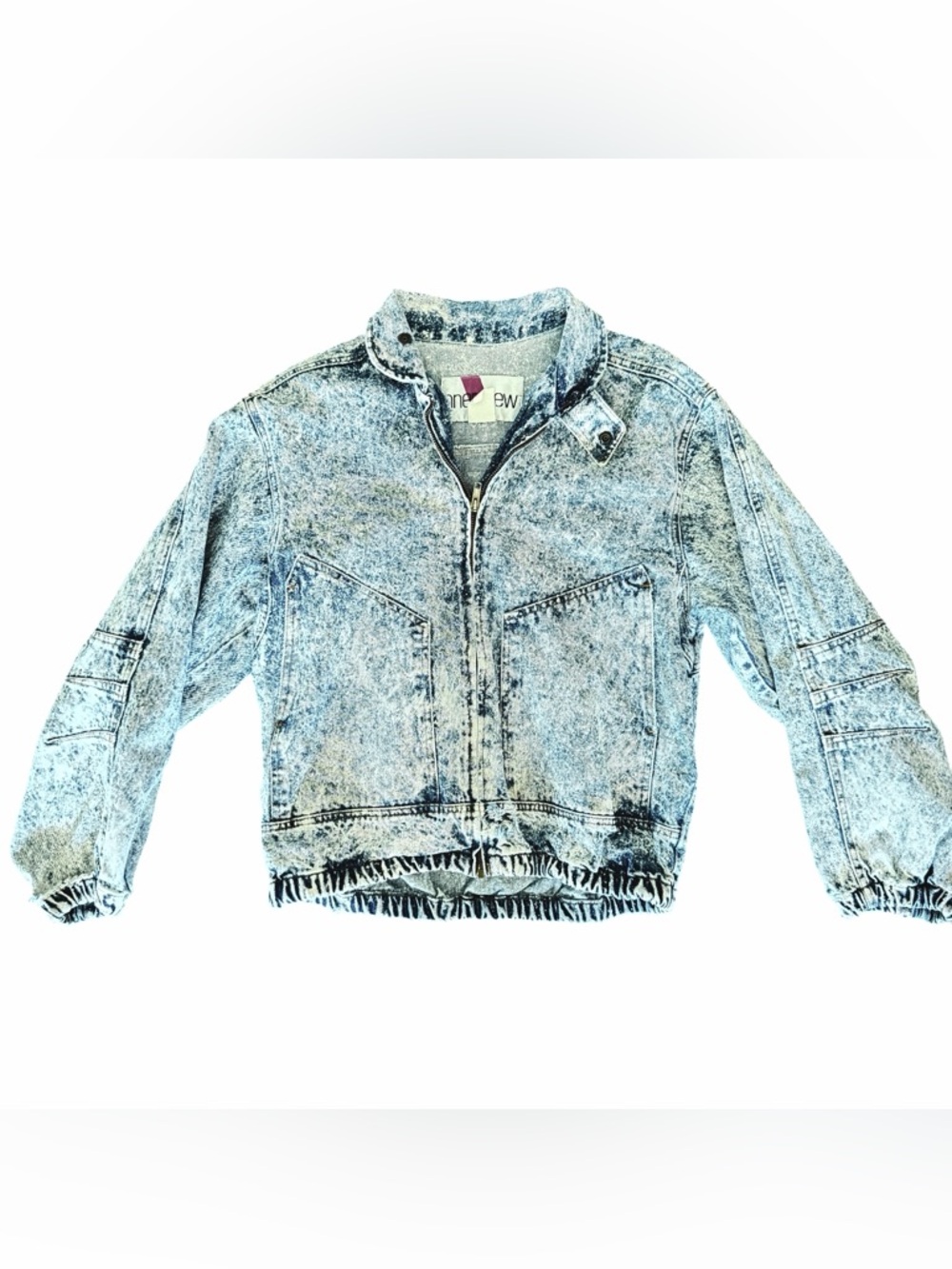 Vintage Acid Wash Cropped Denim Jacket | Distressed | Statement Back Crest